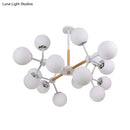 GobekUsa Contemporary Globe Chandelier - White Glass, 9/12/16 Head Dining Room Hanging Light Kit