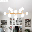 GobekUsa Contemporary Globe Chandelier - White Glass, 9/12/16 Head Dining Room Hanging Light Kit