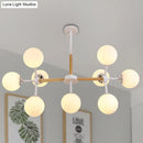 GobekUsa Contemporary Globe Chandelier - White Glass, 9/12/16 Head Dining Room Hanging Light Kit