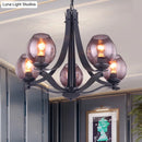 GobekUsa Contemporary Globe Gray Glass Chandelier with 5/8 Lights - Black Suspension Pendant