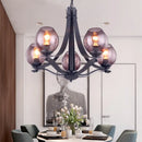 GobekUsa Contemporary Globe Gray Glass Chandelier with 5/8 Lights - Black Suspension Pendant