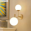 GobekUsa Contemporary Gold Metal Wall Sconce with Curved Arms, 2 Heads, and White Glass Shade