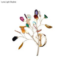 GobekUsa Contemporary Metallic LED Wall Mount Sconce with Agate Leaf Deco - Gold Finish