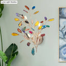 GobekUsa Contemporary Metallic LED Wall Mount Sconce with Agate Leaf Deco - Gold Finish