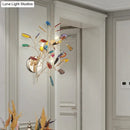 GobekUsa Contemporary Metallic LED Wall Mount Sconce with Agate Leaf Deco - Gold Finish