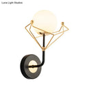 GobekUsa Gold Metal Frame Cream Glass Orb Wall Light Fixture - Contemporary 1-Light Lamp