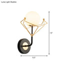 GobekUsa Gold Metal Frame Cream Glass Orb Wall Light Fixture - Contemporary 1-Light Lamp