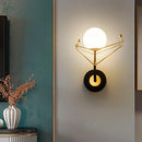 GobekUsa Gold Metal Frame Cream Glass Orb Wall Light Fixture - Contemporary 1-Light Lamp