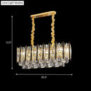 GobekUsa Contemporary Crystal Cone Island Light Fixture with Gold Finish - 10 Bulbs, Ceiling Suspension Lamp