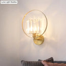 GobekUsa Contemporary Clear Crystal Wall Mount Sconce with Gold Accents and Ring Frame - 1 Bulb Wall Light