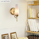 GobekUsa Contemporary 1/2-Light Conical Sconce Wall Lamp in Gold with Opal Glossy Glass