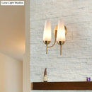 GobekUsa Contemporary 1/2-Light Conical Sconce Wall Lamp in Gold with Opal Glossy Glass