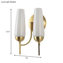 GobekUsa Contemporary 1/2-Light Conical Sconce Wall Lamp in Gold with Opal Glossy Glass