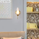 GobekUsa Contemporary 1/2-Light Conical Sconce Wall Lamp in Gold with Opal Glossy Glass