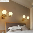 GobekUsa Contemporary White Glass Bedside Wall Light in Gold - Spherical Wall Lighting Fixture