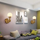GobekUsa Contemporary White Glass Bedside Wall Light in Gold - Spherical Wall Lighting Fixture