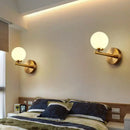 GobekUsa Contemporary White Glass Bedside Wall Light in Gold - Spherical Wall Lighting Fixture