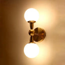 GobekUsa Contemporary White Glass Bedside Wall Light in Gold - Spherical Wall Lighting Fixture