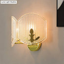 GobekUsa Contemporary Gold Arc Wall Sconce with Dual Clear Glass Latticed Heads