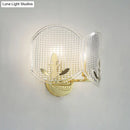 GobekUsa Contemporary Gold Arc Wall Sconce with Dual Clear Glass Latticed Heads