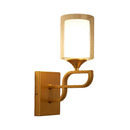 GobekUsa Gold Contemporary Armed Wall Sconce with Opal Glass Shade and 1 Bulb