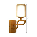 GobekUsa Gold Contemporary Armed Wall Sconce with Opal Glass Shade and 1 Bulb