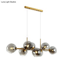 GobekUsa Contemporary Gold/Black Round Island Lighting with 8 Smoky Glass Heads - Linear Design