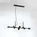 GobekUsa Contemporary Gold/Black Round Island Lighting with 8 Smoky Glass Heads - Linear Design
