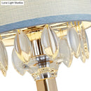 GobekUsa Contemporary Gold Drum Fabric Shade Wall Sconce with Crystal Deco - 1 Bulb Wall Light