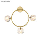 GobekUsa Contemporary 3-Head Brass Wall Sconce with Modo Crystal Shade - Ring/Square Wall Light Fixture