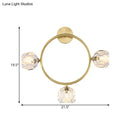 GobekUsa Contemporary 3-Head Brass Wall Sconce with Modo Crystal Shade - Ring/Square Wall Light Fixture