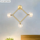 GobekUsa Contemporary 3-Head Brass Wall Sconce with Modo Crystal Shade - Ring/Square Wall Light Fixture