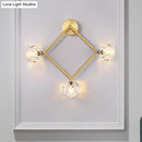 GobekUsa Contemporary 3-Head Brass Wall Sconce with Modo Crystal Shade - Ring/Square Wall Light Fixture