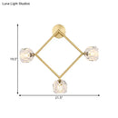 GobekUsa Contemporary 3-Head Brass Wall Sconce with Modo Crystal Shade - Ring/Square Wall Light Fixture