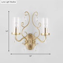 GobekUsa Contemporary Gold Cylinder Glass Wall Sconce Light for Sleeping Room - 1/2 Heads Wall Mounted Lamp