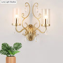 GobekUsa Contemporary Gold Cylinder Glass Wall Sconce Light for Sleeping Room - 1/2 Heads Wall Mounted Lamp