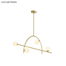 GobekUsa Contemporary 4-Light Gold Sphere Chandelier with Cream Glass Shade - Warm/White Lighting