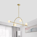 GobekUsa Contemporary 4-Light Gold Sphere Chandelier with Cream Glass Shade - Warm/White Lighting