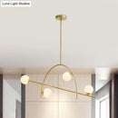 GobekUsa Contemporary 4-Light Gold Sphere Chandelier with Cream Glass Shade - Warm/White Lighting