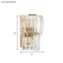 GobekUsa Contemporary 2-Light Crystal Block Wall Lamp: Elegant Clear Sconce for Dining Room