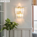 GobekUsa Contemporary 2-Light Crystal Block Wall Lamp: Elegant Clear Sconce for Dining Room