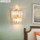 GobekUsa Contemporary 2-Light Crystal Block Wall Lamp: Elegant Clear Sconce for Dining Room