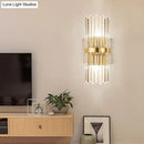 GobekUsa Contemporary Crystal Wall Lamp with Cylinder Design - Golden Wall Lighting for Living Room - Includes 2 Bulbs