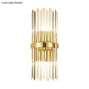 GobekUsa Contemporary Crystal Wall Lamp with Cylinder Design - Golden Wall Lighting for Living Room - Includes 2 Bulbs