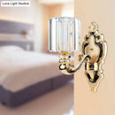 GobekUsa Gold Crystal Cylinder Sconce Light - Rectangular-Cut - Contemporary - Bedroom Wall Mount Light