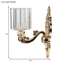 GobekUsa Gold Crystal Cylinder Sconce Light - Rectangular-Cut - Contemporary - Bedroom Wall Mount Light