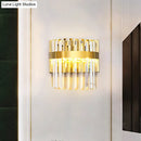 GobekUsa Contemporary Gold Demilune Wall Light - 2 Head Crystal Prism Sconce