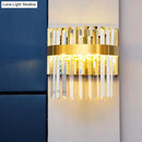 GobekUsa Contemporary Gold Demilune Wall Light - 2 Head Crystal Prism Sconce