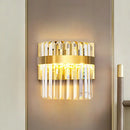 GobekUsa Contemporary Gold Demilune Wall Light - 2 Head Crystal Prism Sconce