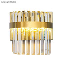 GobekUsa Contemporary Gold Demilune Wall Light - 2 Head Crystal Prism Sconce